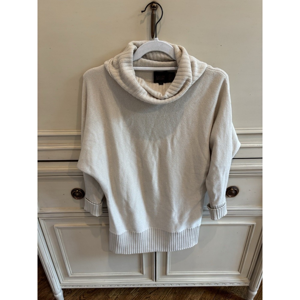 Cassin New York Cashmere Silk Turtleneck Beige Tunic Sweater‎ Small Soft